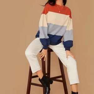 Oversized comfy block color pullover long sleeve T